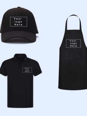 Riri Co. Server Pack Of 5 (5 Aprons, 5 T-Shirts, 5 Caps) Personalization Available